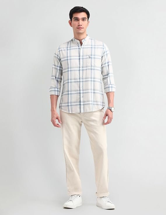 U.S. POLO ASSN. Men's Pure Cotton Regular Fit Grid Tattersall Checked Shirt - Image 6