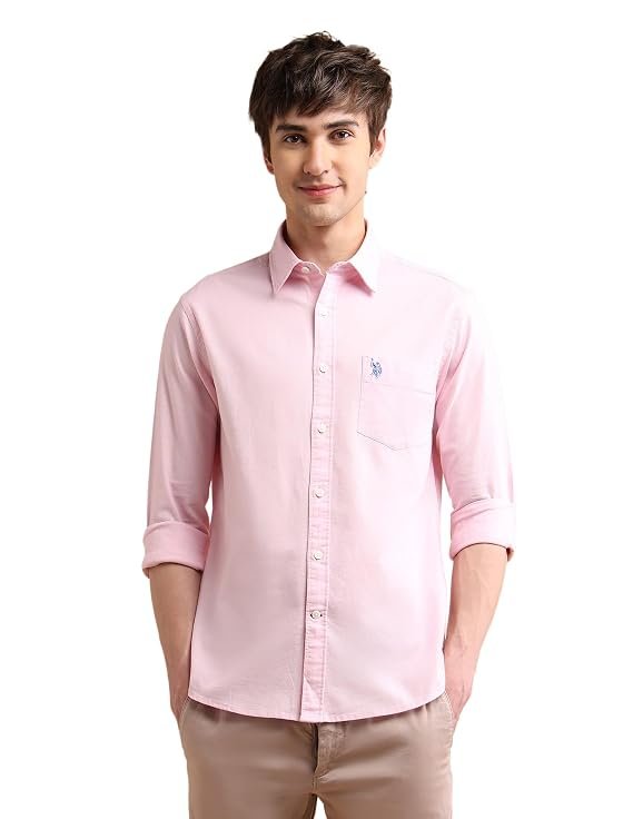U.S. Polo ASSN. Tailored Fit Formal Shirts for Men - 100% Cotton, Full Sleeve Mens Casual Shirts