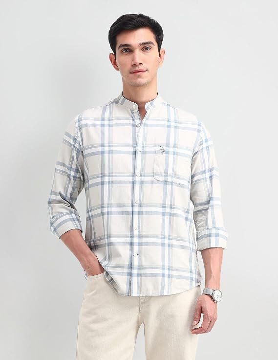 U.S. POLO ASSN. Men's Pure Cotton Regular Fit Grid Tattersall Checked Shirt - Image 2
