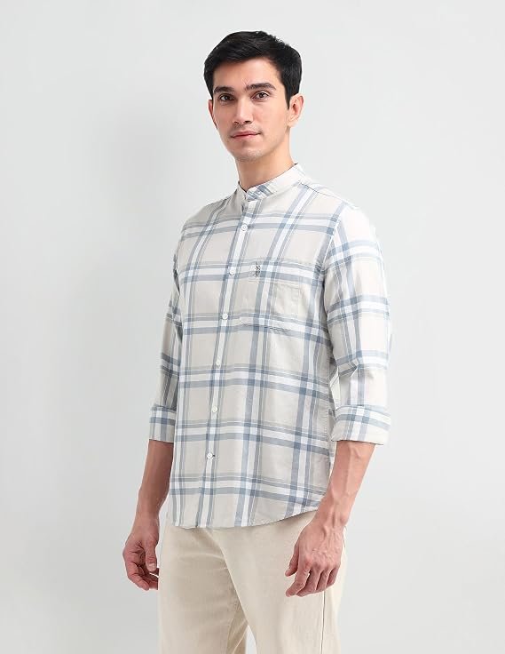 U.S. POLO ASSN. Men's Pure Cotton Regular Fit Grid Tattersall Checked Shirt - Image 3